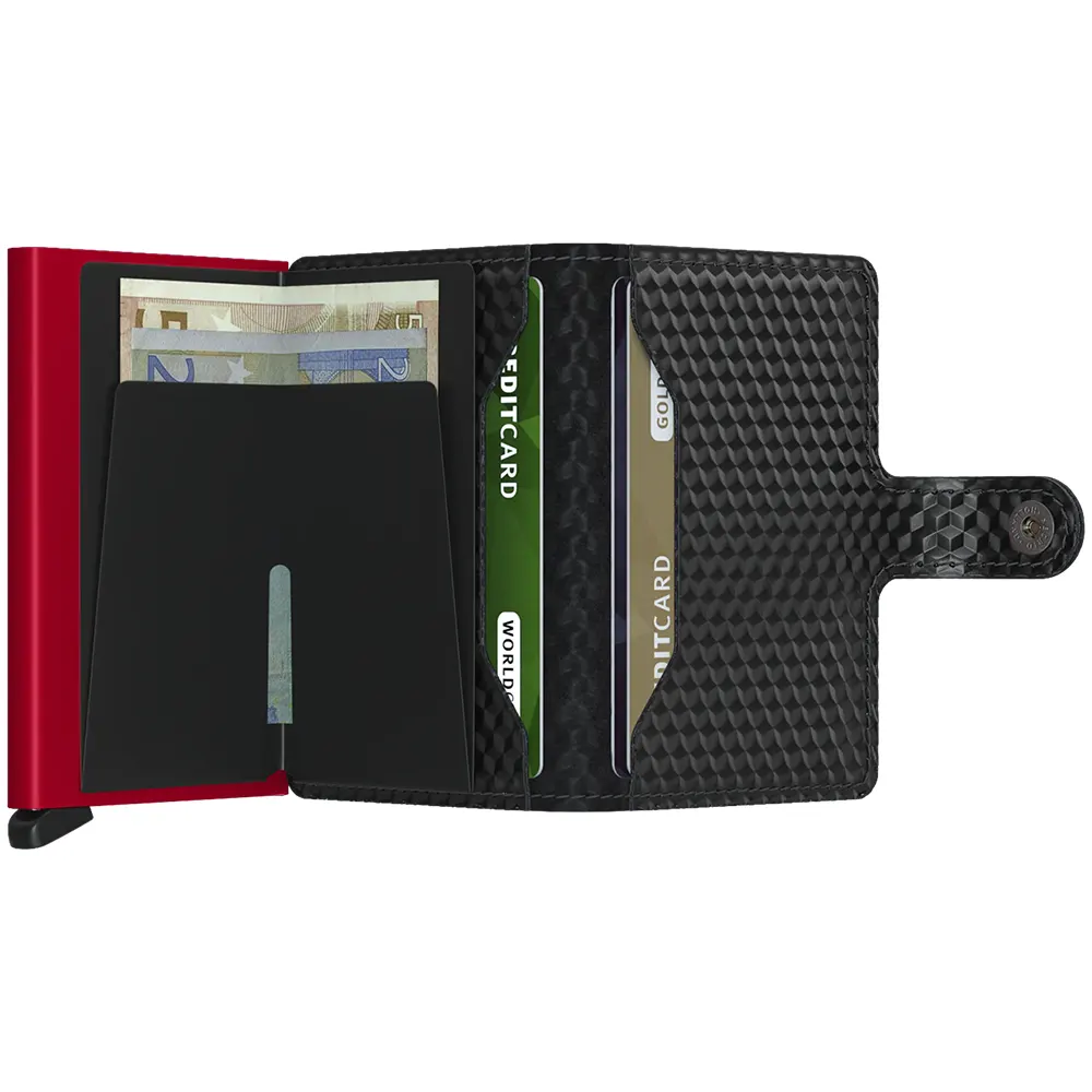 Портфейл SECRID - Mini Cubic Black-Red, естествена кожа, с RFID защита - 3