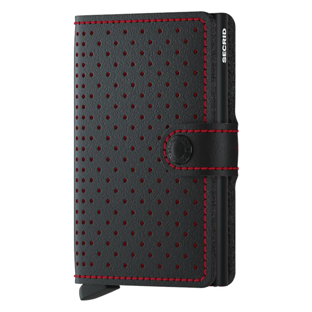 Портфейл SECRID - Mini Perforated Black-Red, с RFID защита