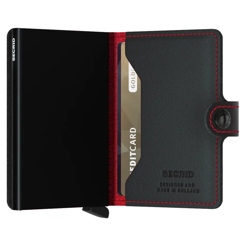 Портфейл SECRID - Mini Perforated Black-Red, с RFID защита - 2