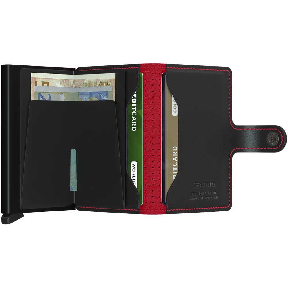 Портфейл SECRID - Mini Perforated Black-Red, с RFID защита - 3