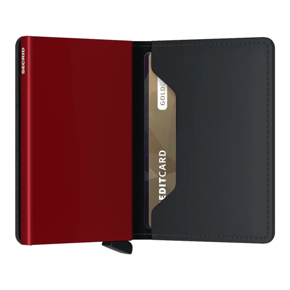 Портфейл SECRID - Slim Matte Black & Red, с RFID защита - 2