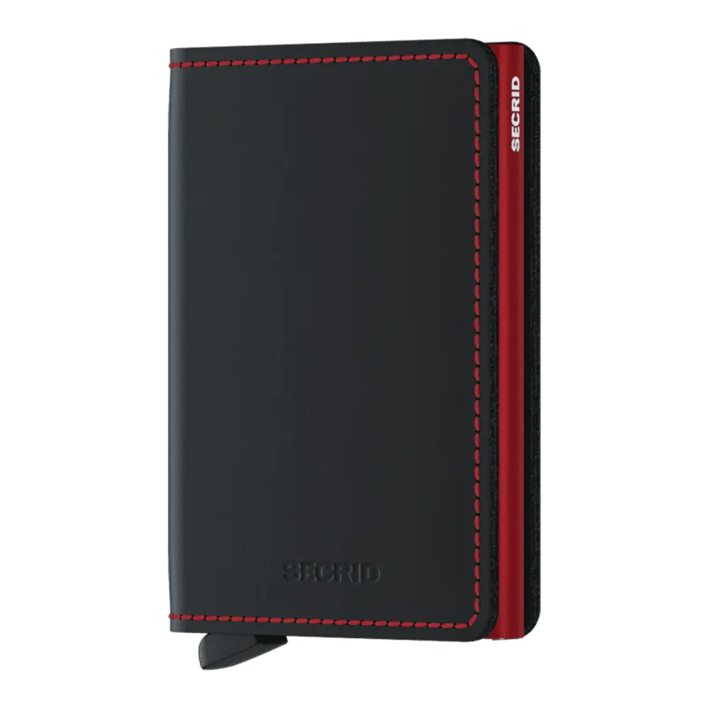 Портфейл SECRID - Slim Matte Black & Red, с RFID защита