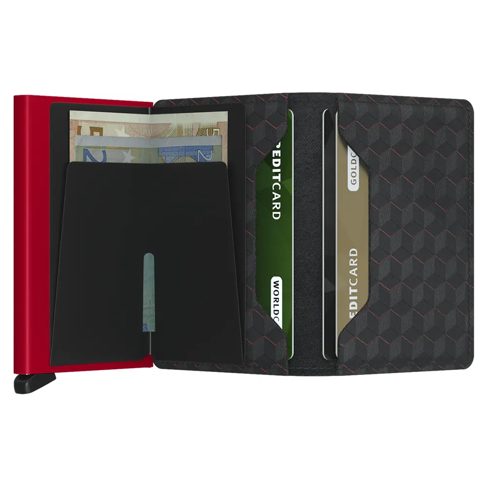 Портфейл SECRID - Slim Optical Black-Red, с RFID защита - 2