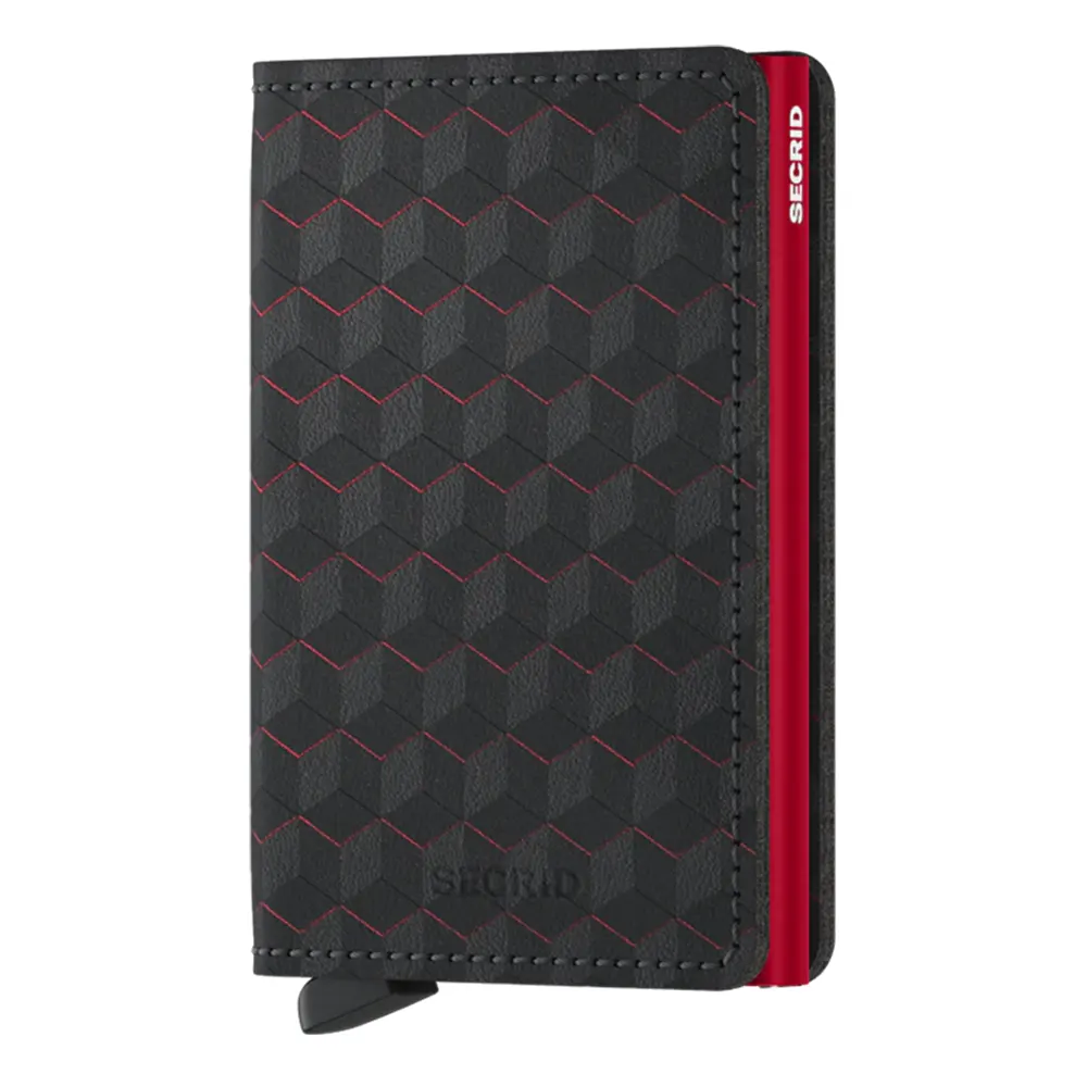 Портфейл SECRID - Slim Optical Black-Red, с RFID защита