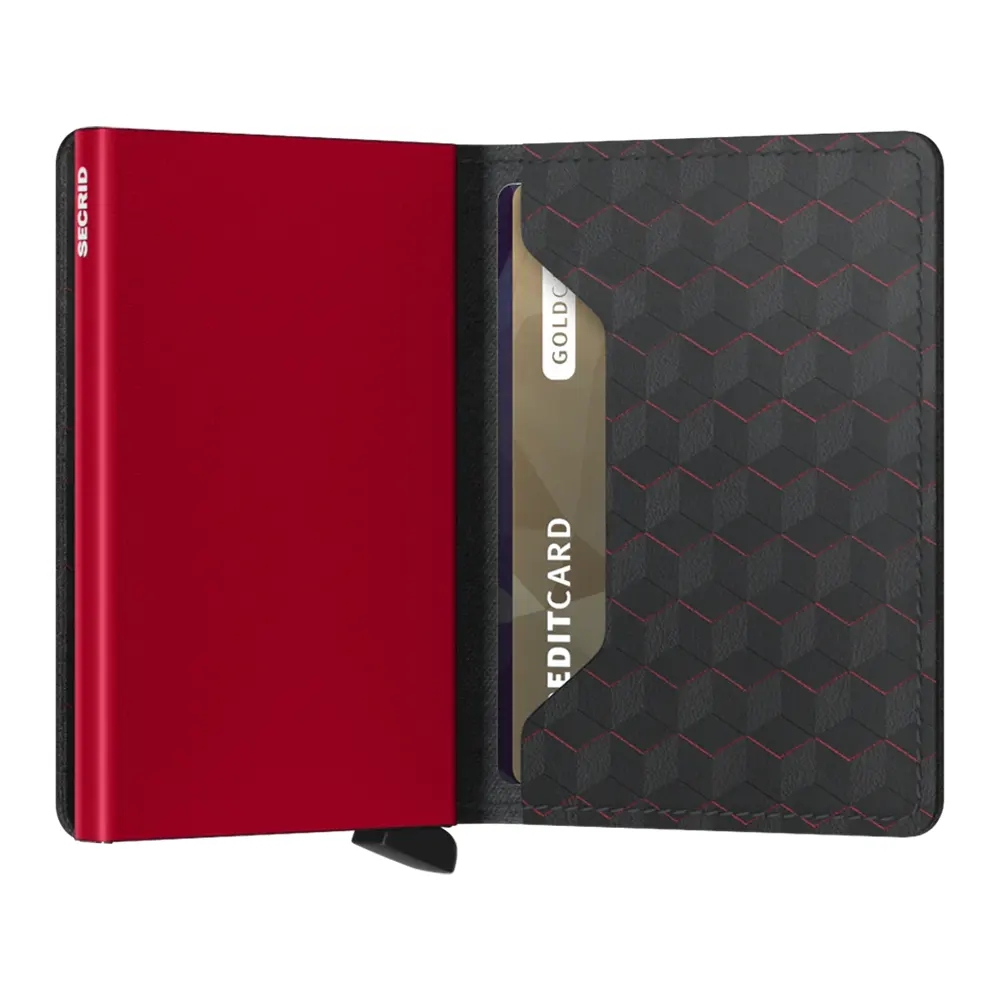 Портфейл SECRID - Slim Optical Black-Red, с RFID защита - 3