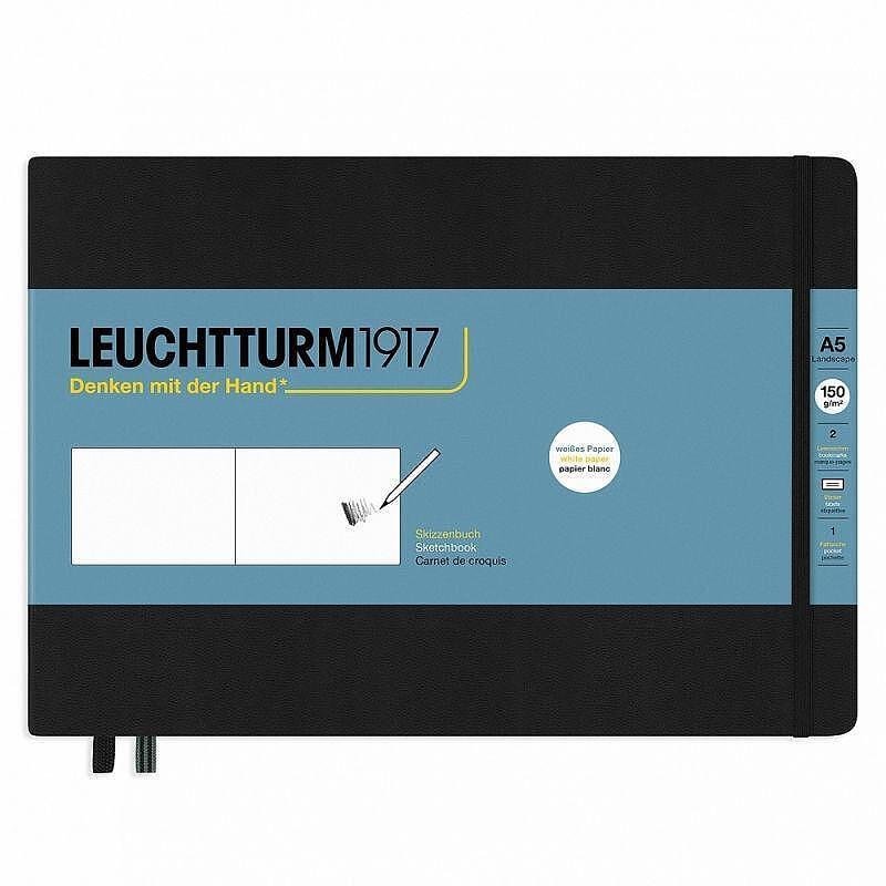 Тефтер Leuchtturm1917 Sketchbook Landscape A5 Black, твърди корици