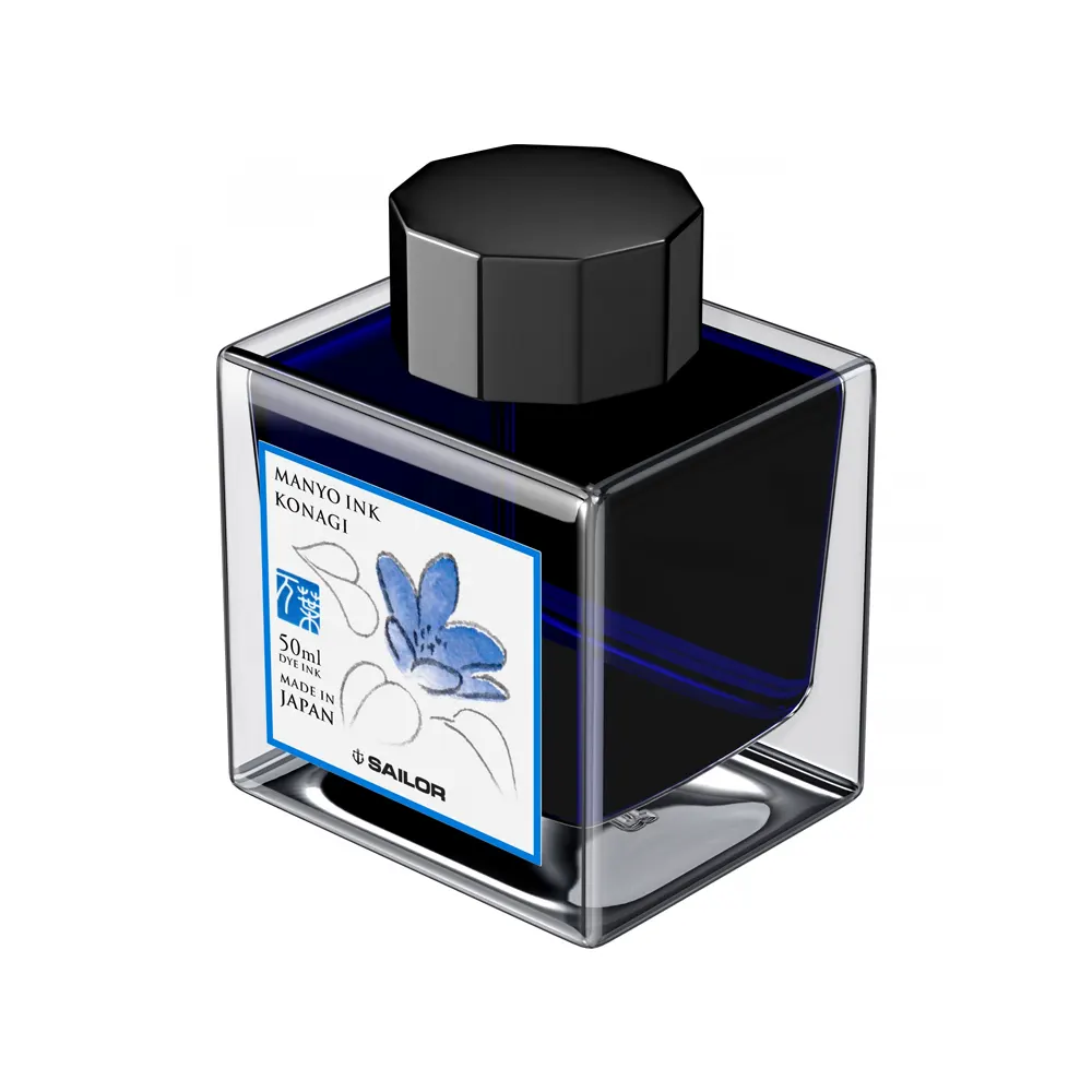 Мастилница Sailor Manyo - Konagi Blue, 50 мл - 2