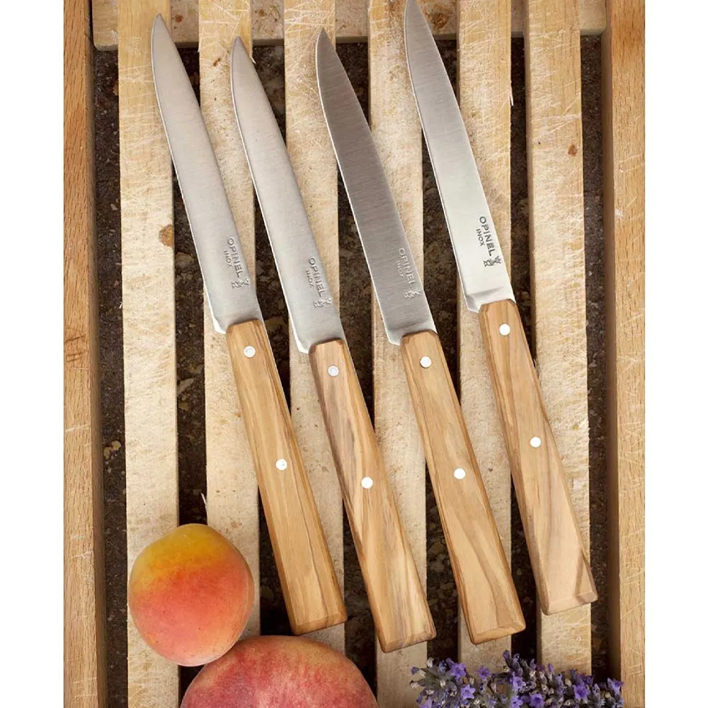 Комплект от 4 бр. ножове за пържоли Opinel №125 - Bon Appetit, с дръжка от маслиново дърво - 3