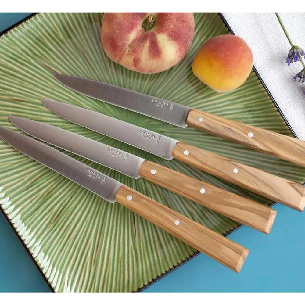 Комплект от 4 бр. ножове за пържоли Opinel №125 - Bon Appetit, с дръжка от маслиново дърво - 4