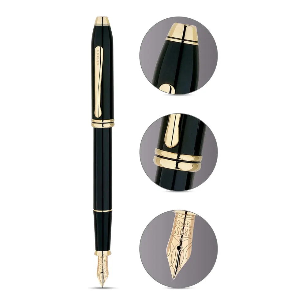 Писалка Cross Townsend - Black/Gold, F перо - 2