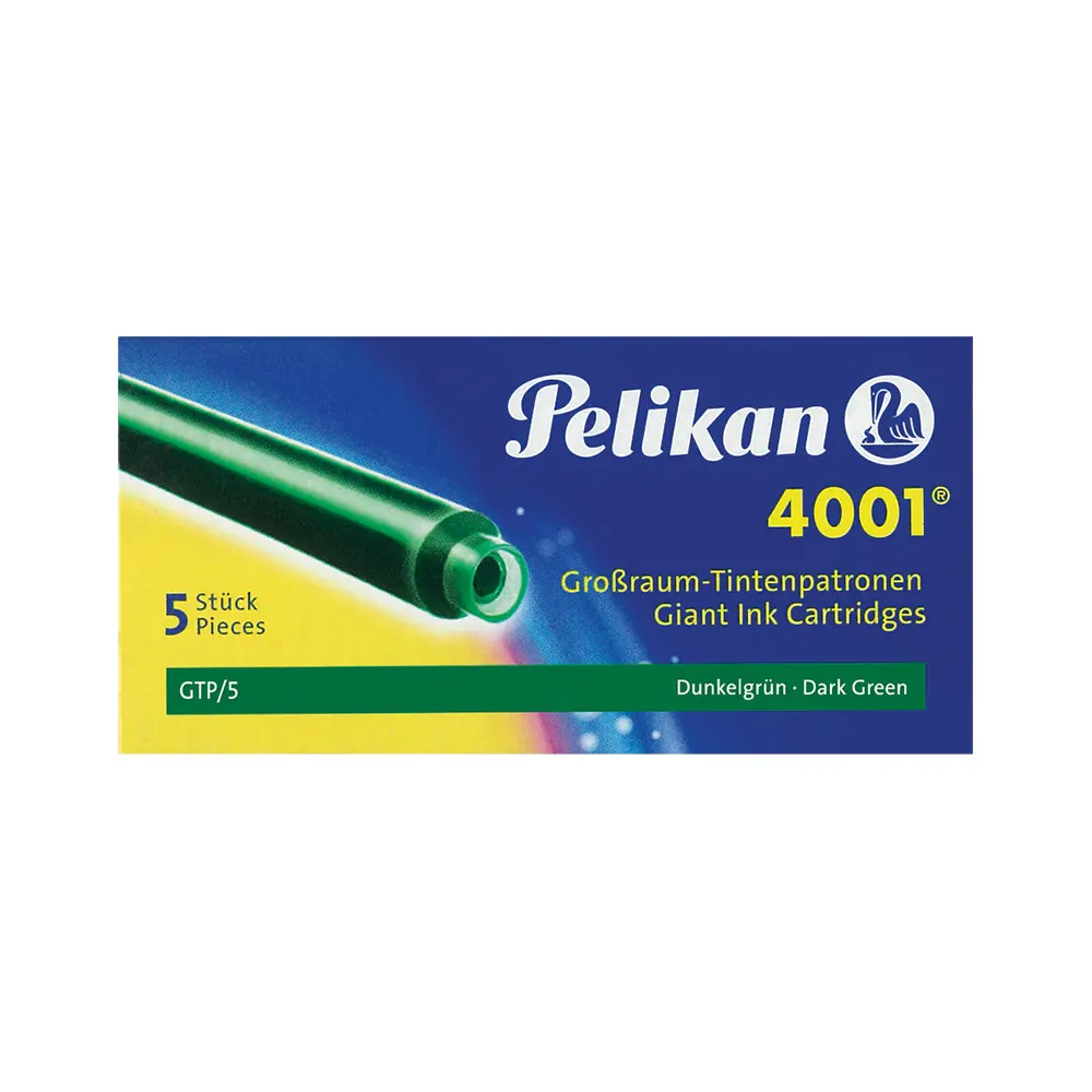 Патрончета Pelikan - дълги, 5x броя, тъмнозелени