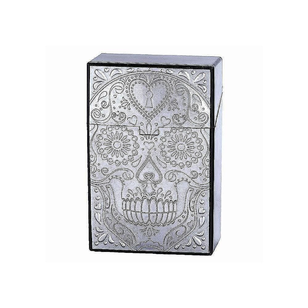 Кутия Skull 3D за цигарена кутия, сребриста