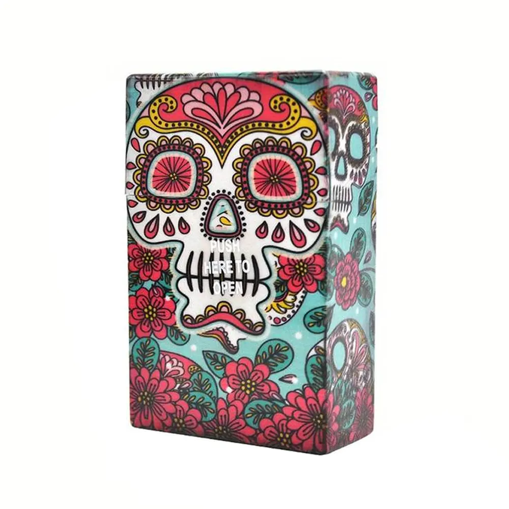 Калъф Skull за цигарена кутия, зелен