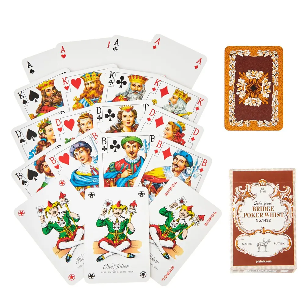 Карти за игра Piatnik, модел Bridge-Poker-Whist, кафяв гръб
