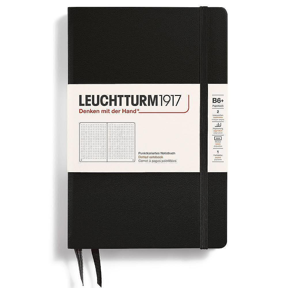 Тефтер B6+ Leuchtturm1917 Notebook Paperback Black, твърди корици, на точки