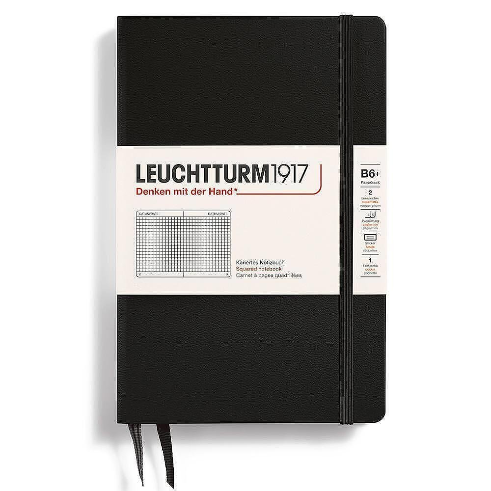 Тефтер B6+ Leuchtturm1917 Notebook Paperback Black, твърди корици, на квадратчета