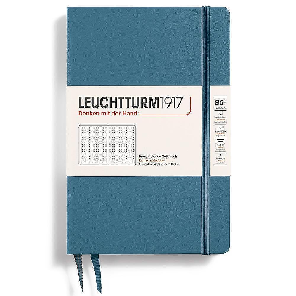 Тефтер B6+ Leuchtturm1917 Notebook Paperback Stone Blue, твърди корици, на точки