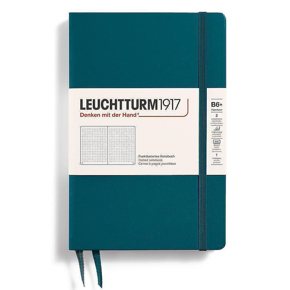 Тефтер B6+ Leuchtturm1917 Notebook Paperback Pacific Green, твърди корици, на точки