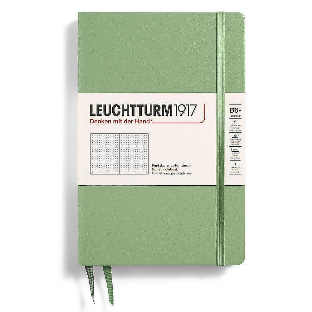 Тефтер B6+ Leuchtturm1917 Notebook Paperback Sage, твърди корици, на точки