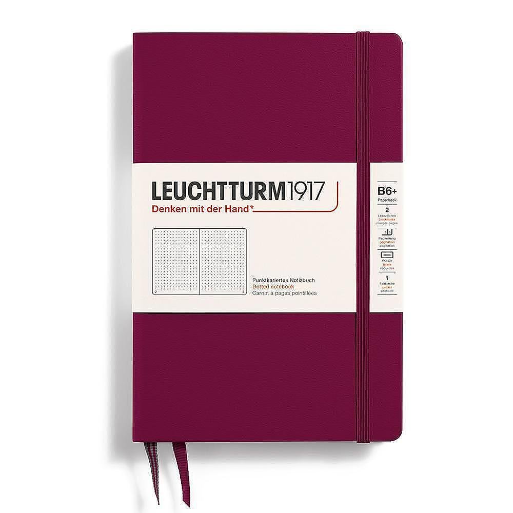 Тефтер B6+ Leuchtturm1917 Notebook Paperback Port Red, твърди корици, на точки
