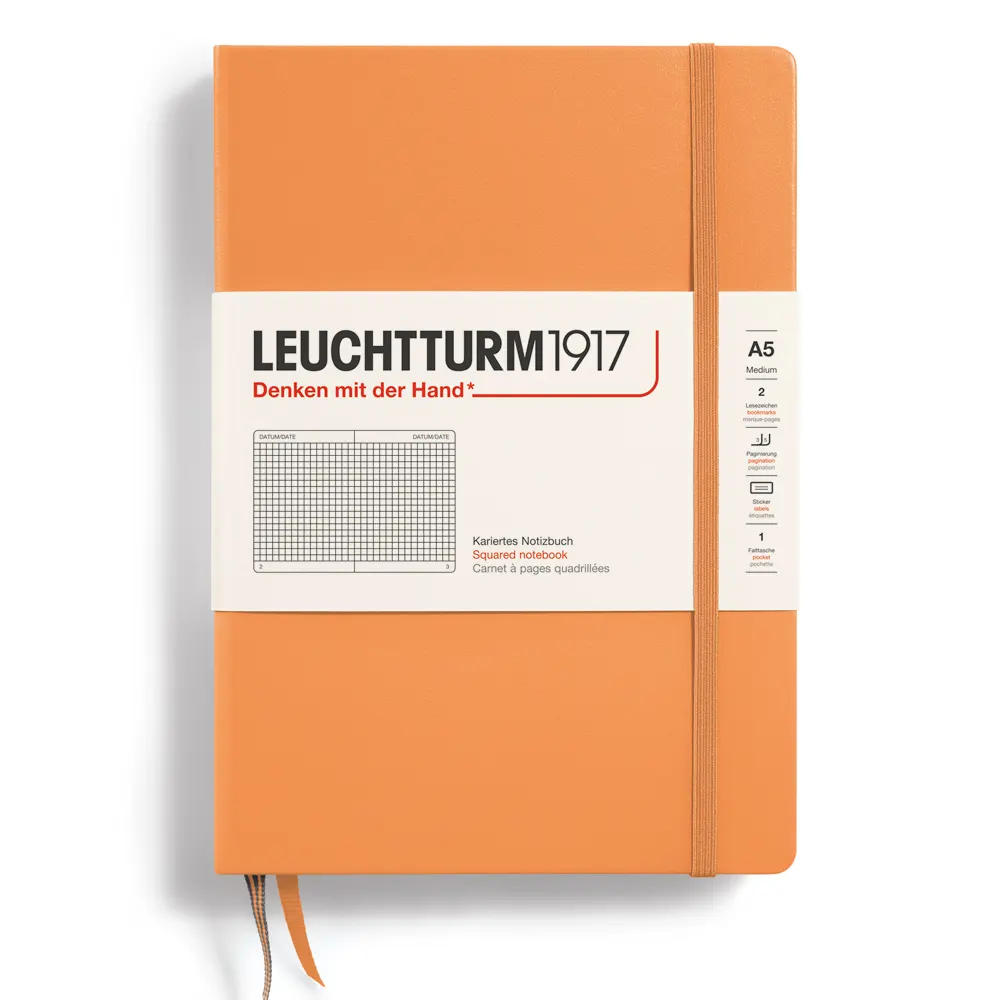 Тефтер Leuchtturm1917 New Colours - Apricot, A5, твърди корици, на квадратчета