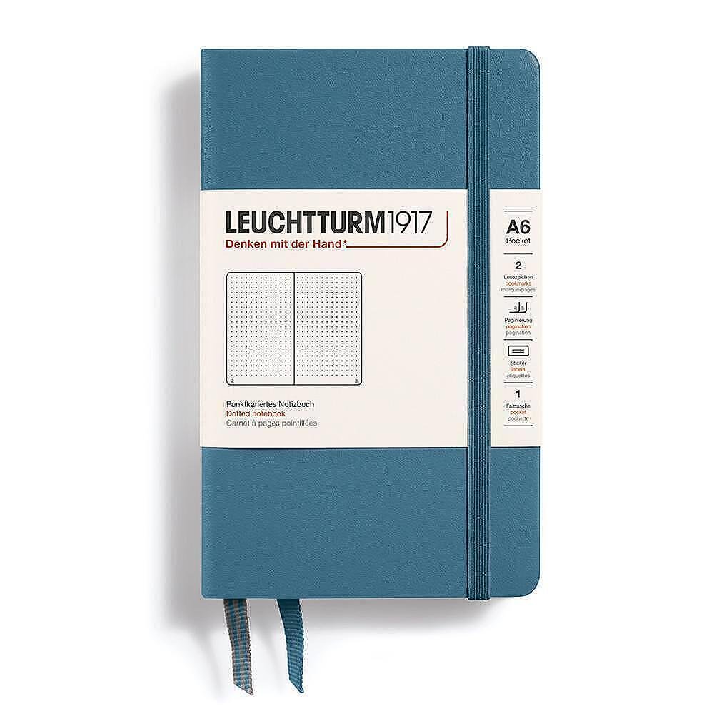 Тефтер А6 Leuchtturm1917 Notebook Rising Colors - Stone Blue, твърда корица, на точки
