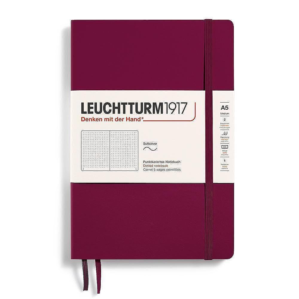 Тефтер A5 Leuchtturm1917 Notebook Classic Port Red, мека корица, на точки