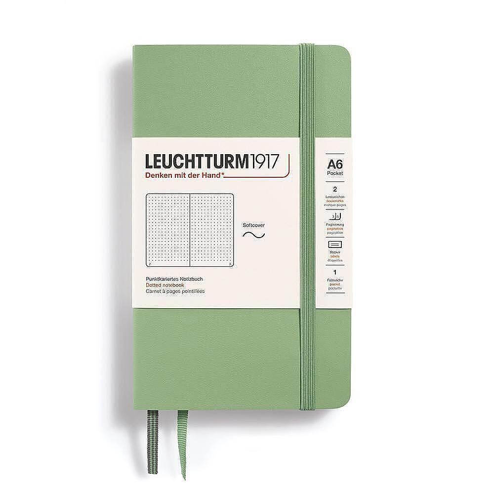 Тефтер А6 Leuchtturm1917 Notebook Muted Colors - Sage, мека корица, на точки