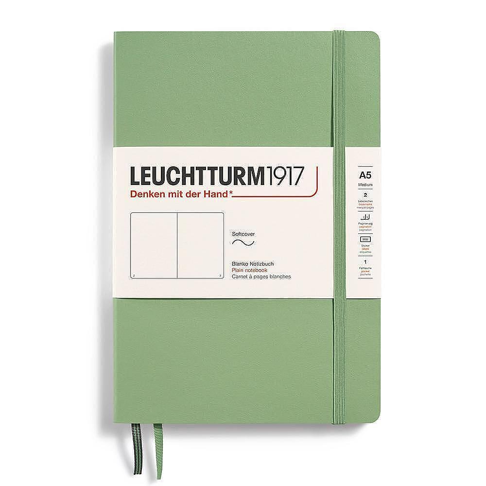 Тефтер А5 Leuchtturm1917 Muted Colors Collection - Sage, мека корица, бели страници
