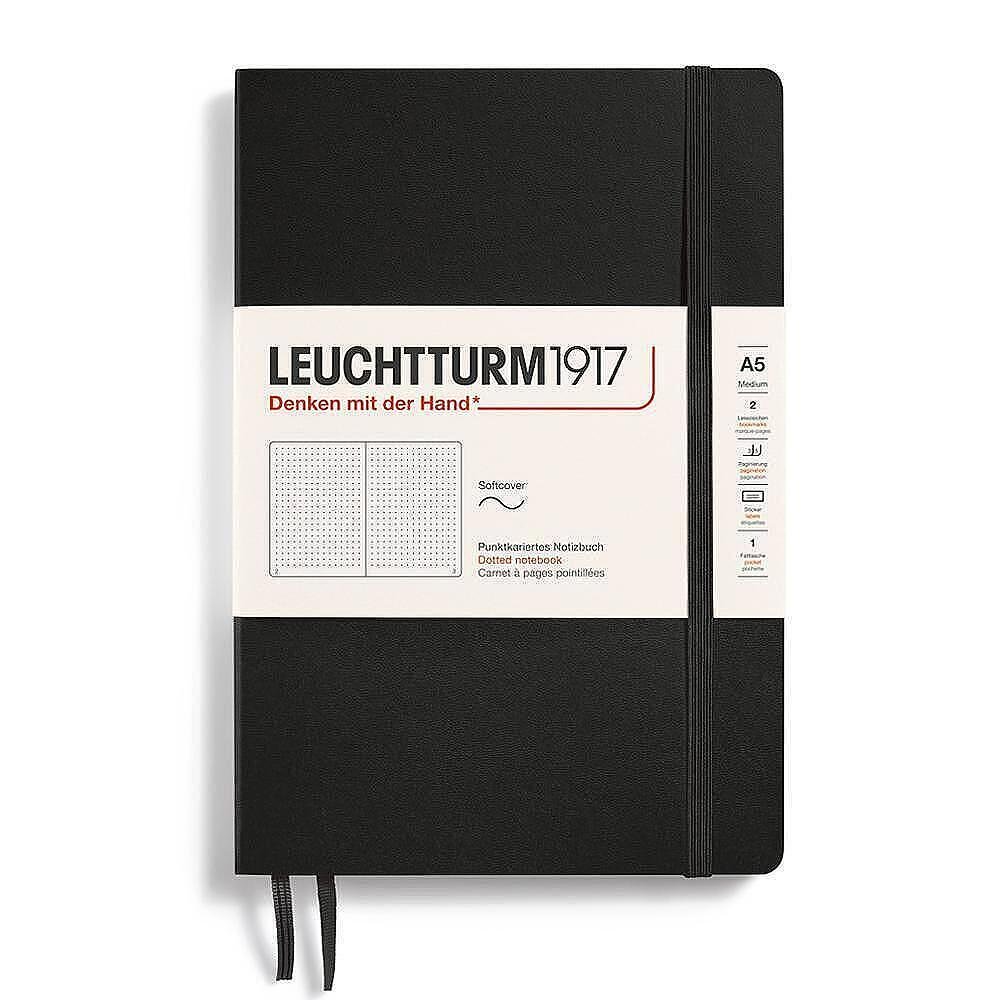 Тефтер A5 Leuchtturm1917 Notebook Classic Black, мека корица, на точки