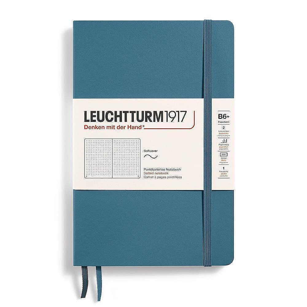 Тефтер B6+ Leuchtturm1917 Notebook Paperback Stone Blue, меки корици, на точки