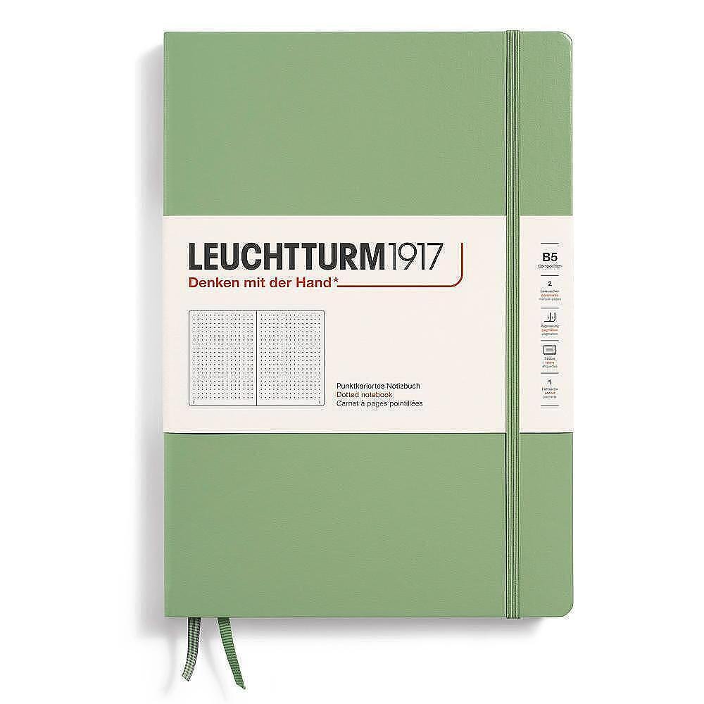 Тефтер B5 Leuchtturm1917 Notebook Composition Sage, твърди корици, на точки