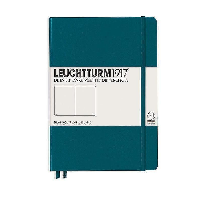 Тефтер А5 Leuchtturm1917 Notebook Medium Pacific Green, твърди корици, бели страници