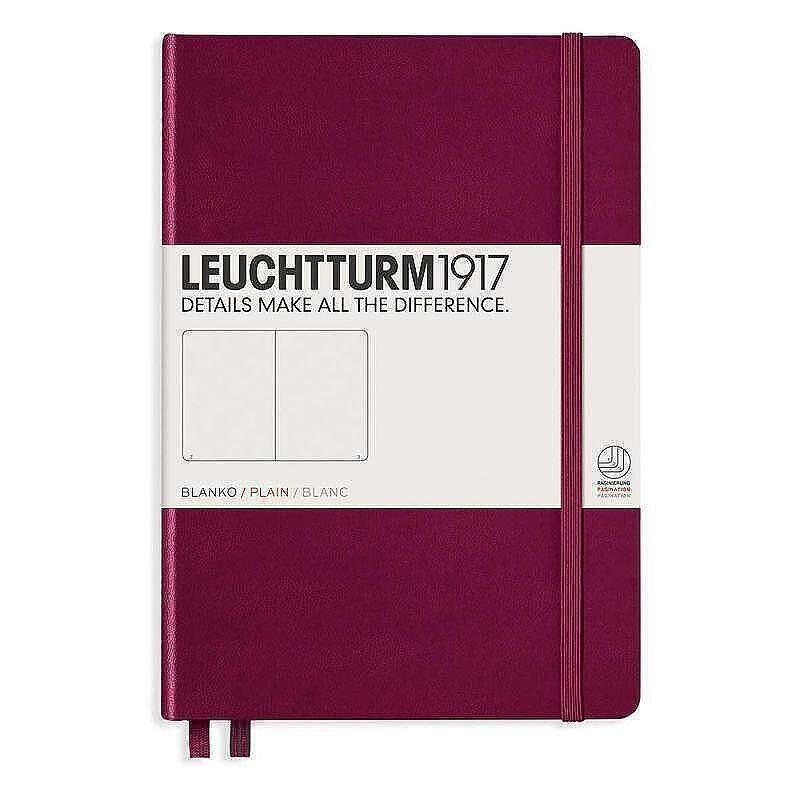 Тефтер А5 Leuchtturm1917 Notebook Medium Port Red, твърди корици, бели страници
