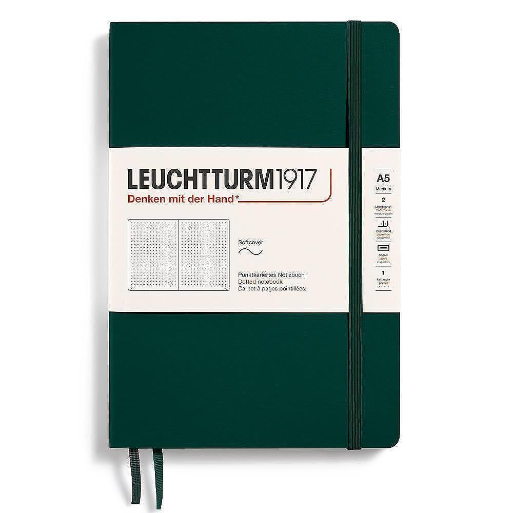 Тефтер A5 Leuchtturm1917 Natural Colors Collection - Forest Green, мека корица, на точки