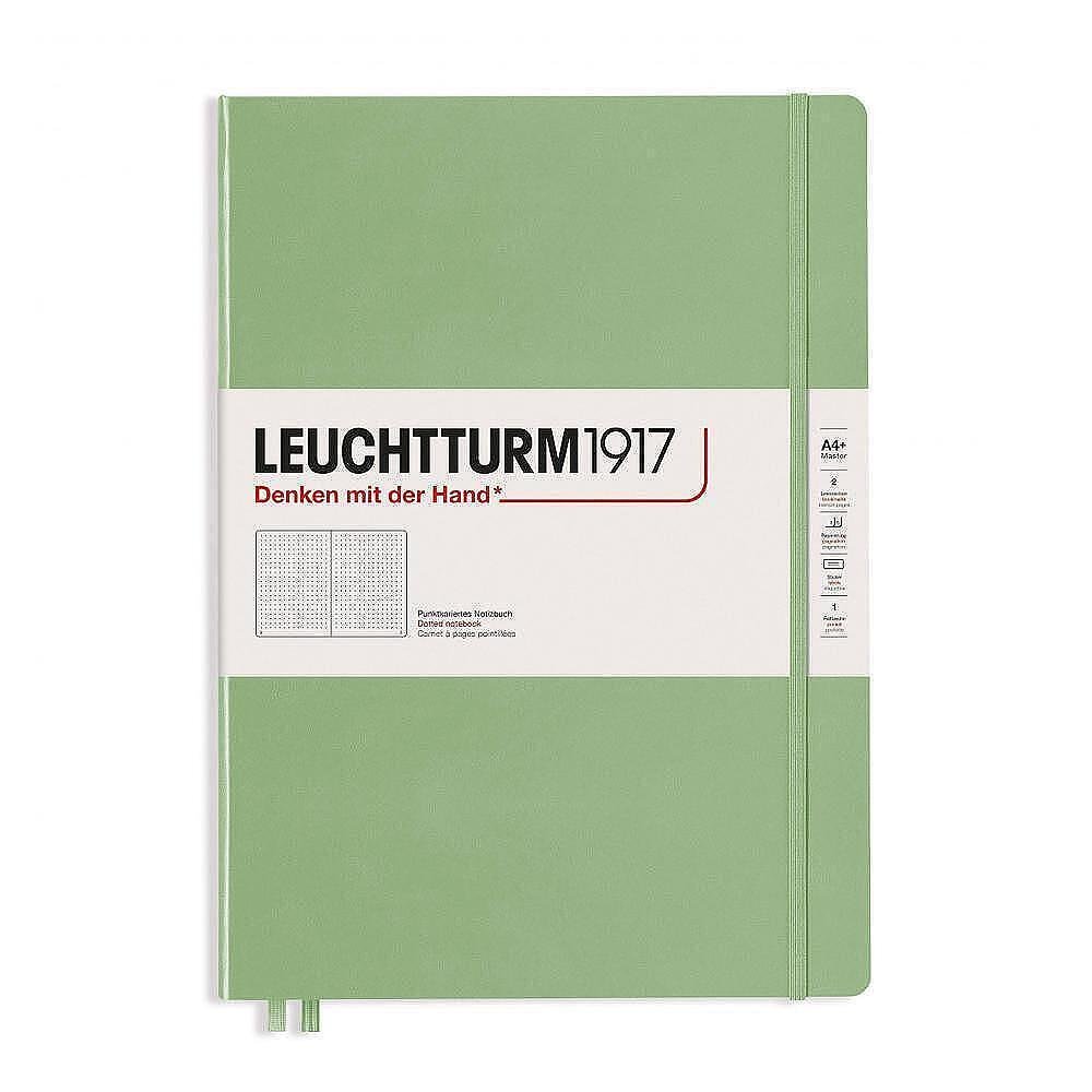 Тефтер А4+ Leuchtturm1917 Notebook Master Slim Sage, твърда корица, на точки
