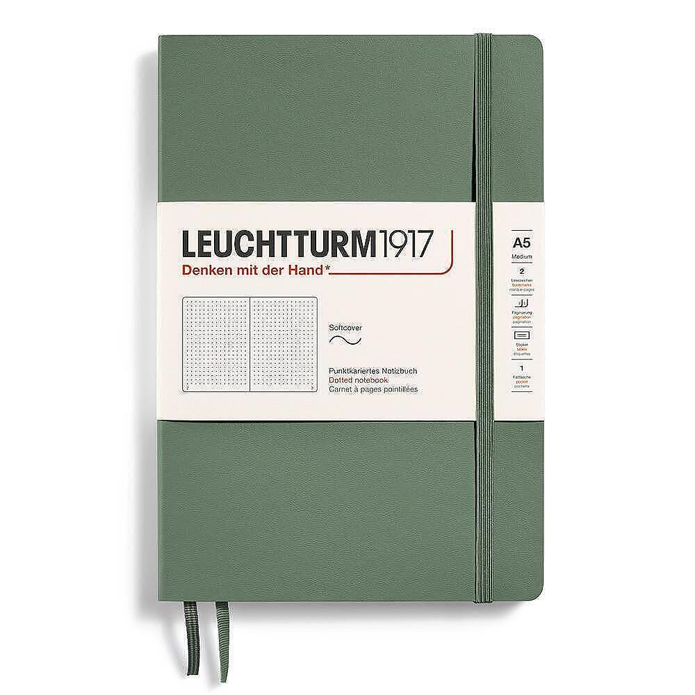 Тефтер A5 Leuchtturm1917 Smooth Colors Collection - Olive, мека корица, на точки