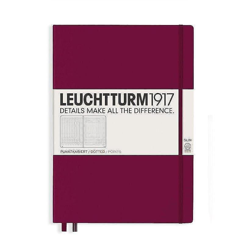 Тефтер А4+ Leuchtturm1917 Notebook Master Slim Port Red, твърда корица, на точки