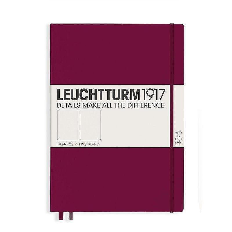 Тефтер А4+ Leuchtturm1917 Notebook Master Slim Port Red, твърда корица, бели страници