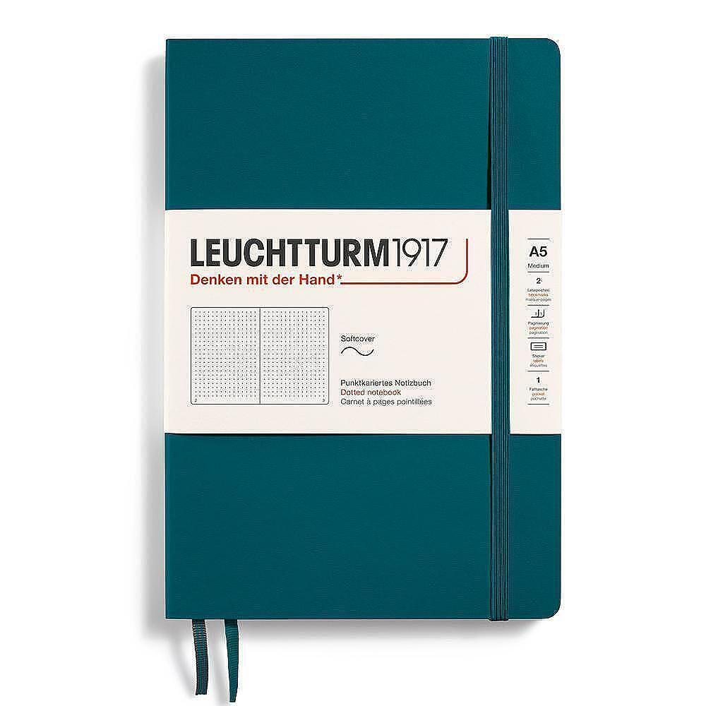 Тефтер A5 Leuchtturm1917 Notebook Classic Pacific Green, мека корица, на точки