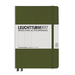 Тефтер А5 Leuchtturm1917 Notebook Medium Army, твърди корици, на точки