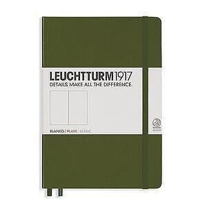 Тефтер А5 Leuchtturm1917 Notebook Medium Army, твърди корици, бели страници