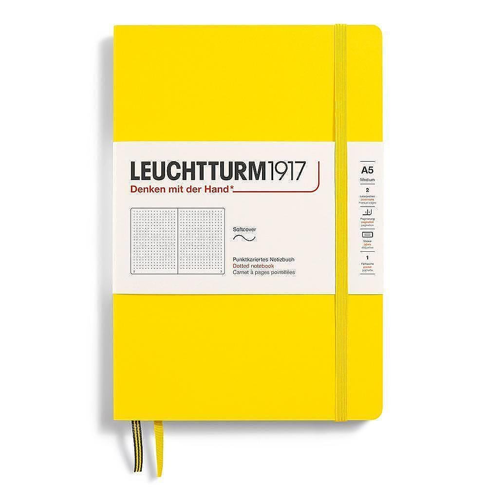 Тефтер A5 Leuchtturm1917 Notebook Classic Lemon, мека корица, на точки