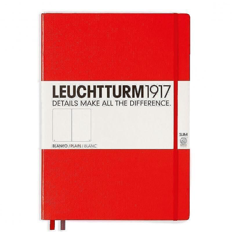 Тефтер А4+ Leuchtturm1917 Notebook Master Slim Red, твърда корица, бели страници