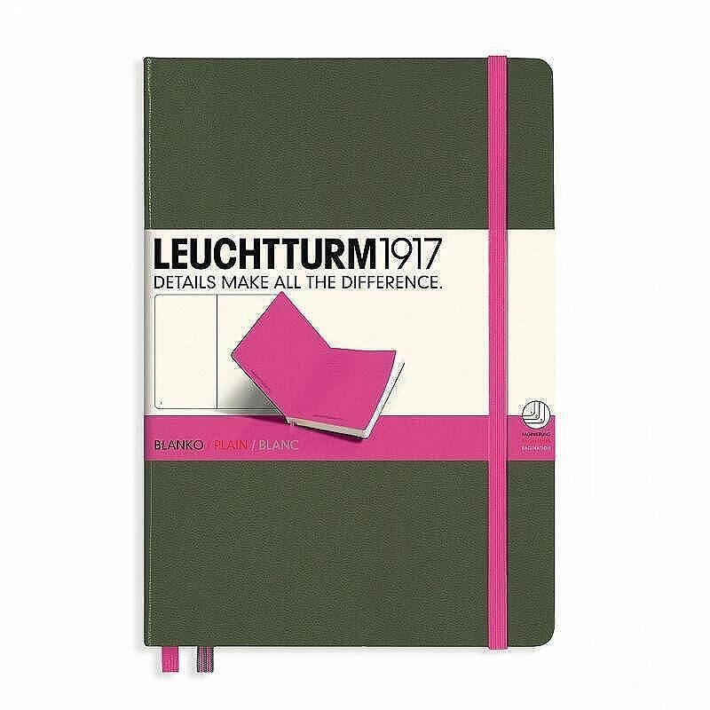 Тефтер А5 Leuchtturm1917 BiColore Edition Army-NewPink, твърди корици, бели страници