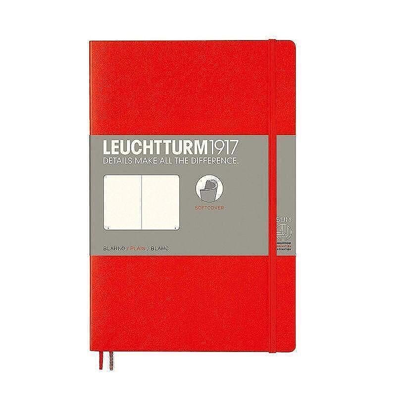 Тефтер B6+ Leuchtturm1917 Notebook Paperback Red, мека корица, бели страници