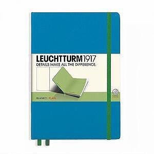 Тефтер А5 Leuchtturm1917 BiColore Edition Azure-Lime, твърди корици, бели страници