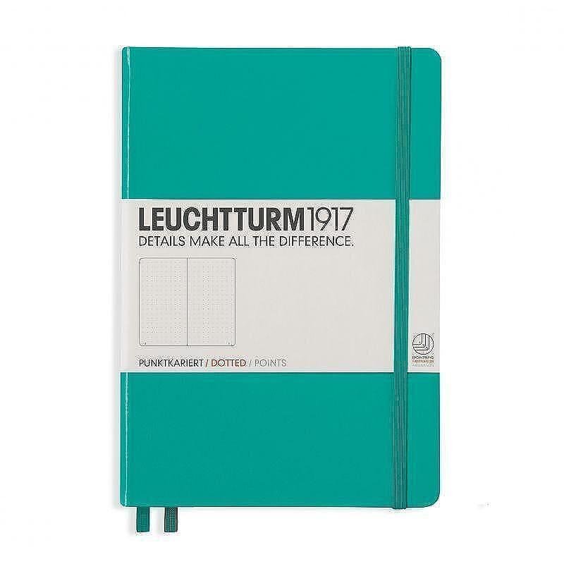 Тефтер А5 Leuchtturm1917 Notebook Medium Emerald, твърди корици, на точки