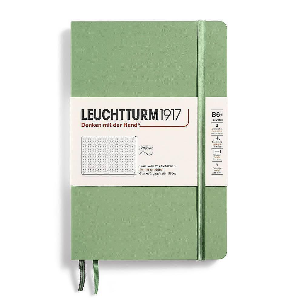 Тефтер B6+ Leuchtturm1917 Notebook Paperback Sage, меки корици, на точки