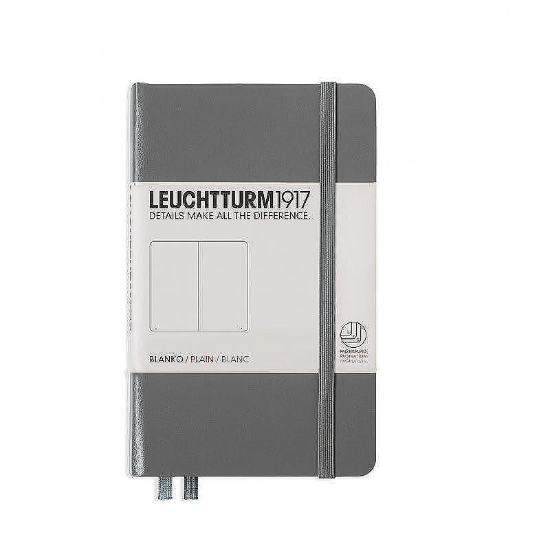 Тефтер А6 Leuchtturm1917 Notebook Pocket Anthracite, твърда корица, бели страници